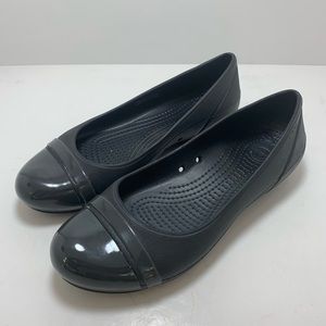 CROCS Charcoal Gray Gianna Flats Slip Round Toe